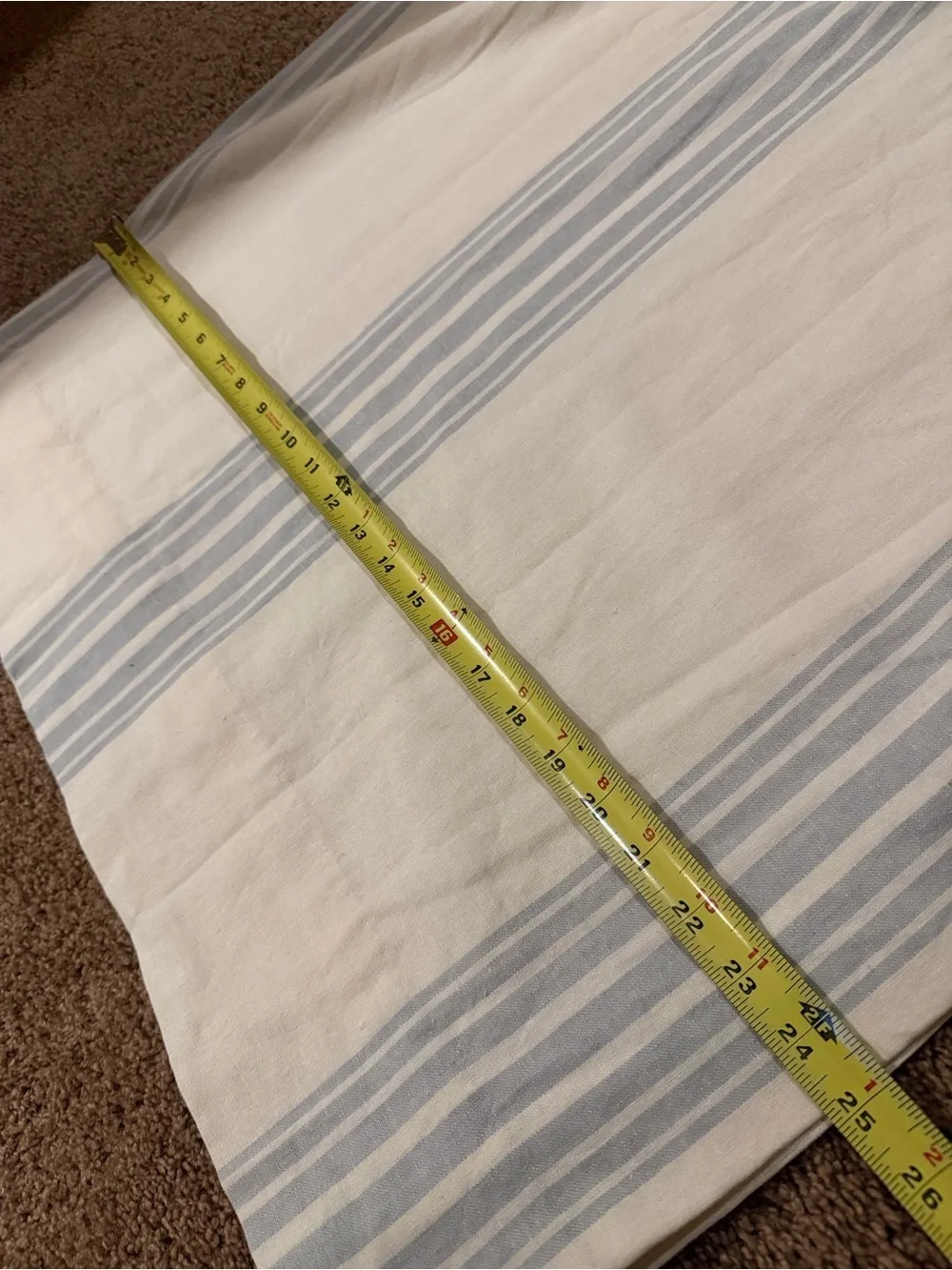 Pottery Barn Riviera Porcelain Blue Striped Linen-Cotton Curtain Panel.